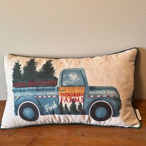 Shabby Chic Christmas Tree Delivery Truck Decorative Pillow